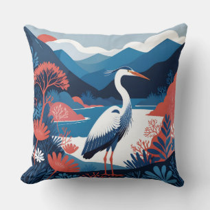 blue valley heron pillow