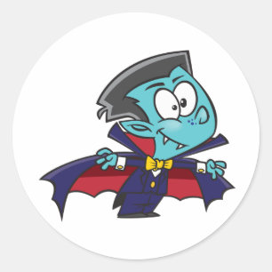 Blue Vampire Boy with Cape Cute Dracula Classic Round Sticker