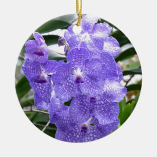 Blue Vanda Orchid Flowers Ceramic Tree Decoration