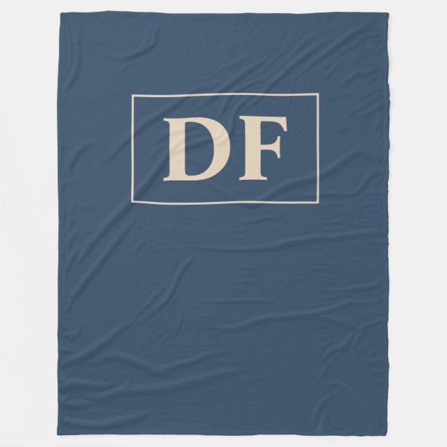 Blue/Vanilla Monogrammed Fleece Blanket (Front)