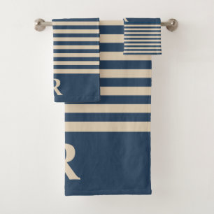 Blue/Vanilla Stripes Bath Towel Set