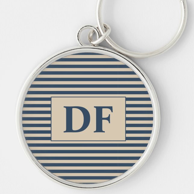 Blue/Vanilla Stripes Keychain (Front)