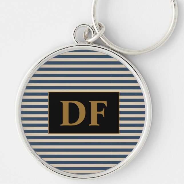 Blue/Vanilla Stripes Keychain (Front)