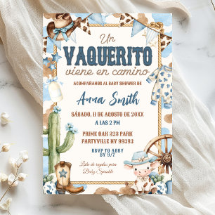 Blue Vaquerito Spanish Baby Shower Invitation