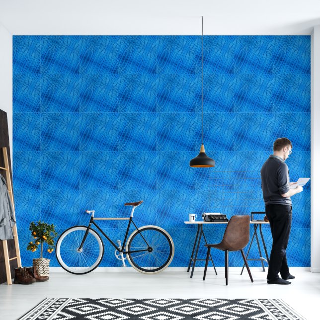 Blue Variegated Lines Wallpaper (Living Room)