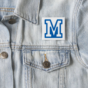 Blue Varsity Letter M Monogram 15 Cm Square Badge