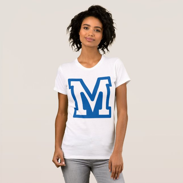 Blue Varsity Letter M Monogram T-Shirt (Front Full)