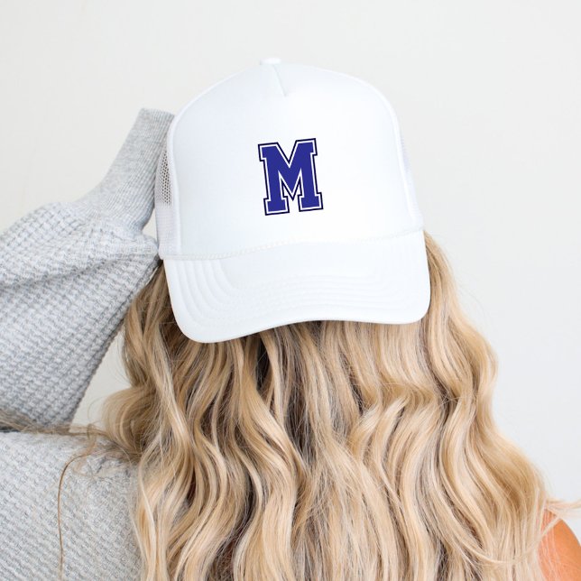 Blue Varsity Monogram Trucker Hat (Creator Uploaded)