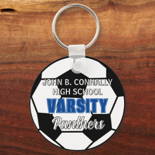 Blue Varsity Soccer Custom High School Key Ring