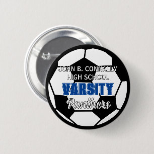 Blue Varsity Soccer Custom High School Spirit 6 Cm Round Badge