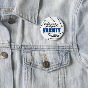 Blue Varsity Volleyball Custom High School Spirit 6 Cm Round Badge