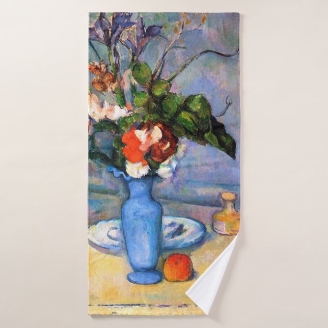 Blue Vase Flowers, Paul Cezanne Bath Towel (Bath Towel)