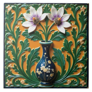 Blue Vase in Bloom Ceramic Tile