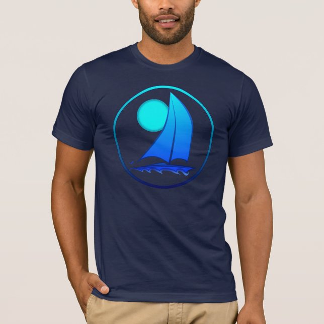 Blue Vector Sailboat T-Shirt (Front)
