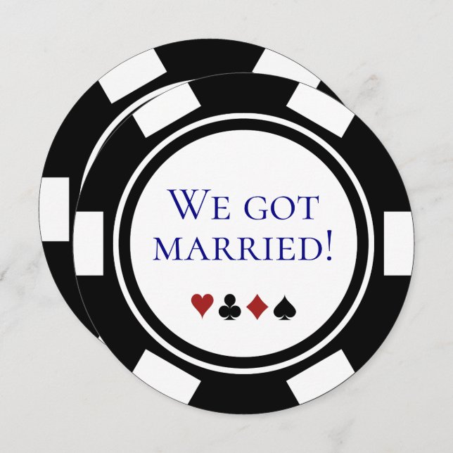 Blue Vegas Wedding Elopement Announcement Poker (Front/Back)