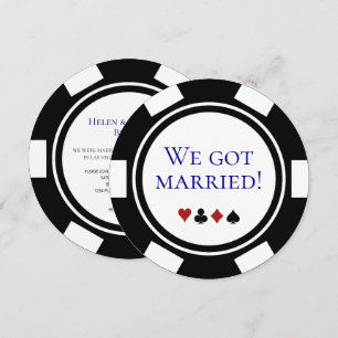 Blue Vegas Wedding Elopement Announcement Poker