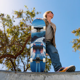 Blue Vehicle Skateboard on Wet Road