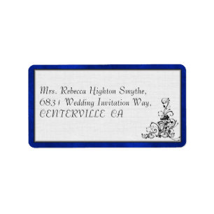 Blue Velvet, Black Flourish Wedding Label