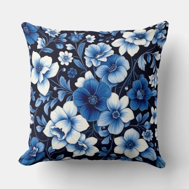 blue velvet blooms pillow (Front)