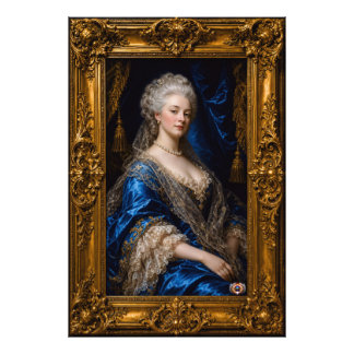 Blue Velvet Gilded Portrait Of Odette Morelle Photo Print
