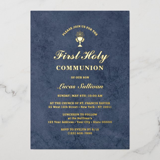 Blue Velvet Marble First Communion (Front)