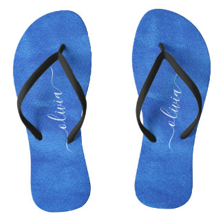 Blue Velvet Monogram Thongs