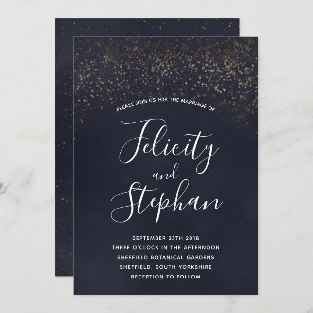 Blue Velvet Wedding Invitations (Front/Back)