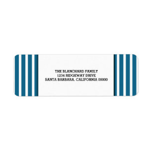 Blue Vertical Festive Stripes Holiday Return Address Label