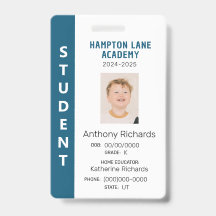 Blue Vertical Stripe Homeschool Student ID Badge