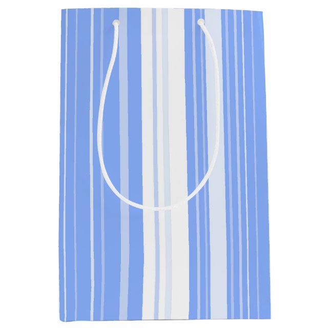 Blue Vertical Striped Pattern Medium Gift Bag (Front)