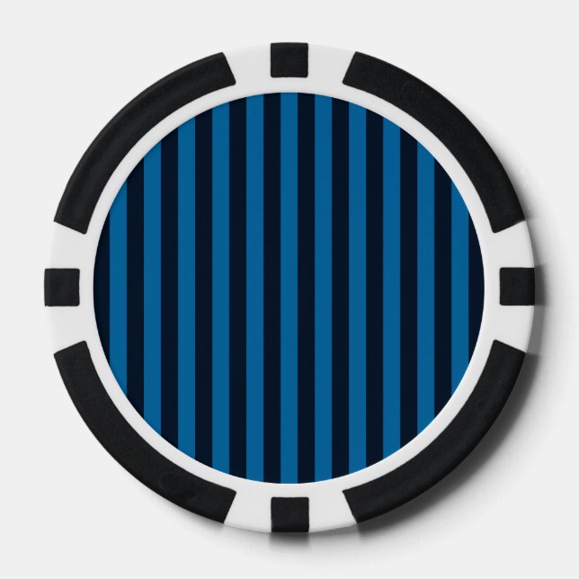 Blue Vertical Stripes Background Decor Poker Chips (Front)