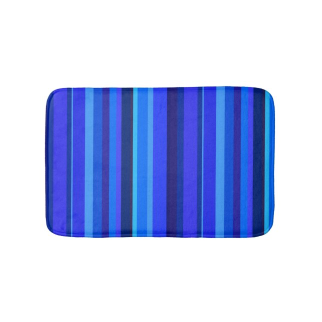 Blue vertical stripes bath mat (Front)