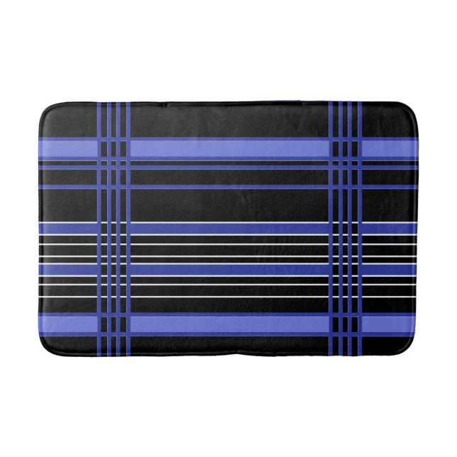 Blue Vertical Stripes Bath Mat (Front)