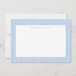 Blue Vertical Stripes Coastal Monogram Card