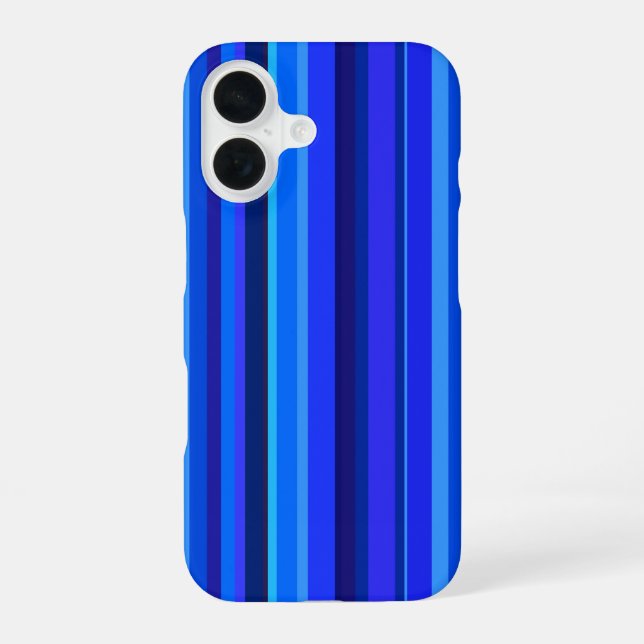 Blue vertical stripes iPhone 16 case (Back)