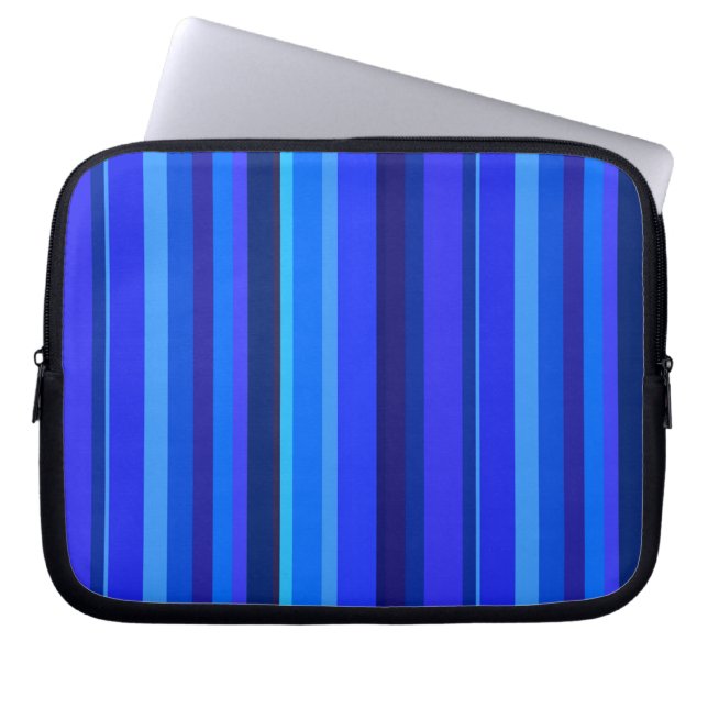 Blue vertical stripes laptop sleeve (Front)