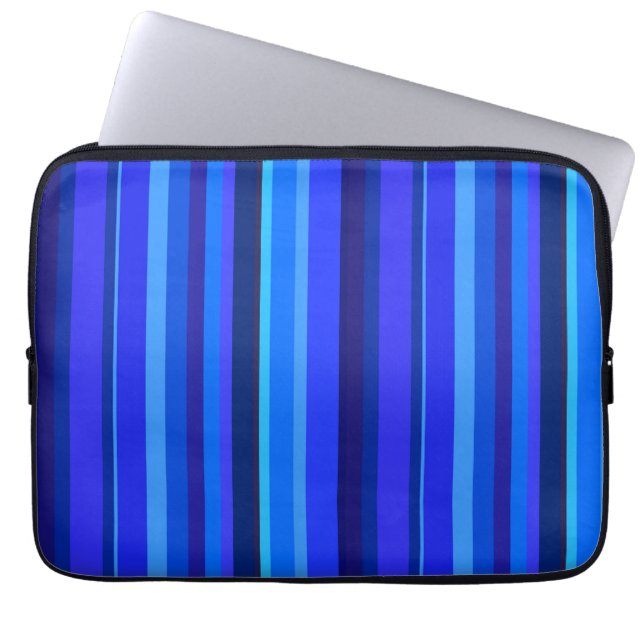 Blue vertical stripes laptop sleeve (Front)