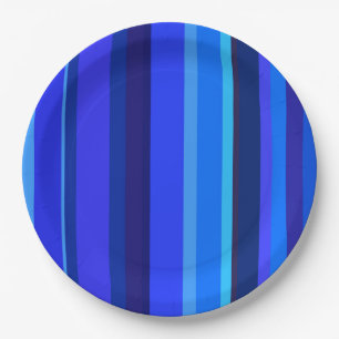Blue vertical stripes paper plate