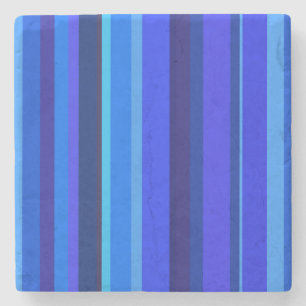 Blue vertical stripes stone coaster