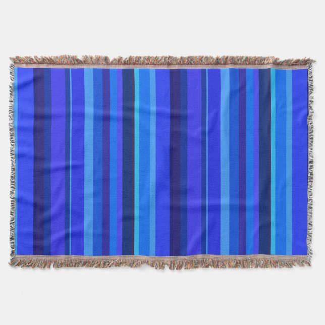 Blue vertical stripes throw blanket (Front)