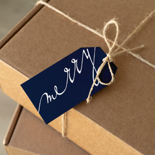 Blue Very Merry Custom Photo Christmas  Gift Tags