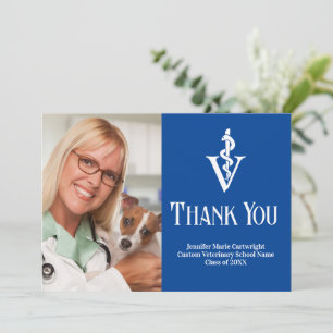 Blue Veterinarian Office Photo Customisable Thank You Card