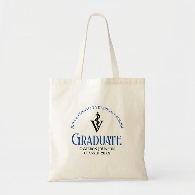 Blue Veterinary School Graduation Custom Tote Bag (Front)