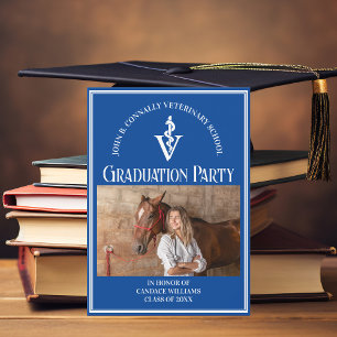 Blue Veterinary School Photo Graduation Party Invitation