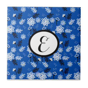 blue vibrant leaves wallpaper ceramic tile