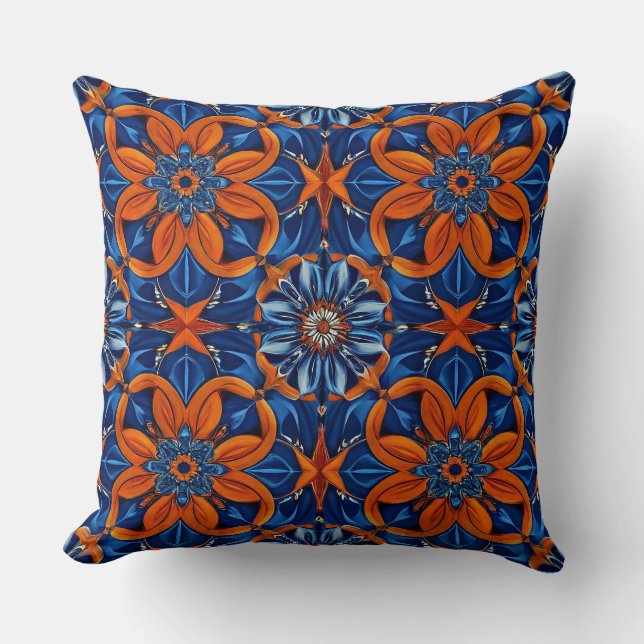 Blue Vibrant Pattern Cushion (Front)