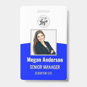 Blue Vibrant Personalised Employee Photo ID Badge