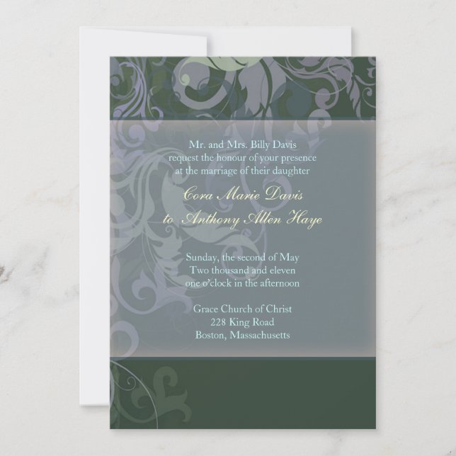 Blue Victoria Wedding Invitation (Front)