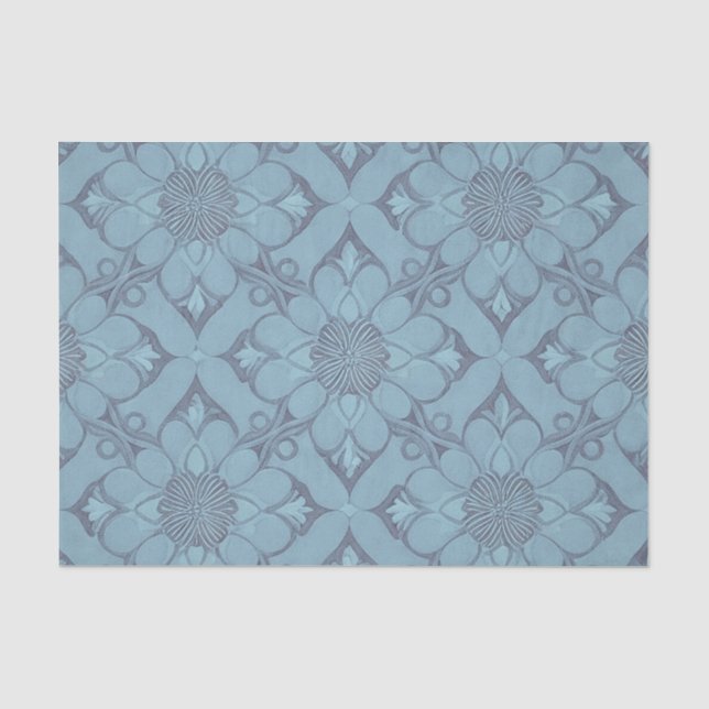 Blue Victorian Flower Lattice Design Tissue Paper (Front)