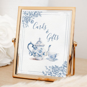 Blue Victorian Garden Bridal Tea Cards and Gifts Poster